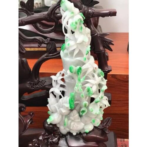 Natural Myanmar jade A HandCarved bamboo crafts green jade pendant jade necklace pendants jewelry jade necklaces woman