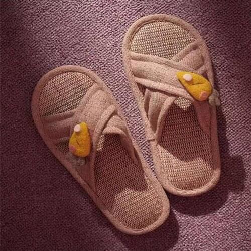 Spring and Autumn Flax Sunflower Sunflower Plant Anti Slip Waterproof Home Mens and Womens Couple Slippers