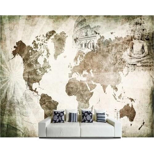 Custom retro wallpaper, Landmark Map wallpaper for the sitting room sofa bedroom TV wall waterproof vinyl papel DE parede