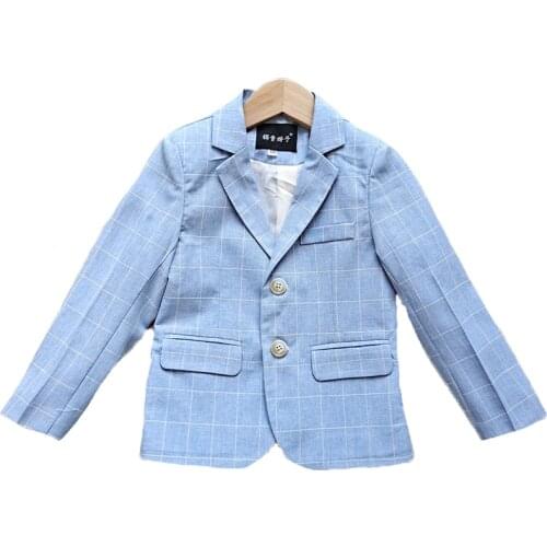 Boys Girls Blue Blazer Jacket Gentleman Kids Violin dance show performence Jacket Children Formal Wedding Birthday Party Jacket