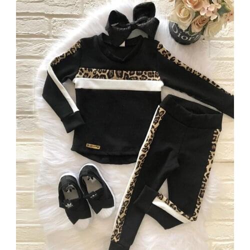1-6Y Girls Clothing Sets 2020 Autumn Winter Toddler Girls Clothes Outfit Kids Leopard Print Tracksuit For Boys Children Clothing