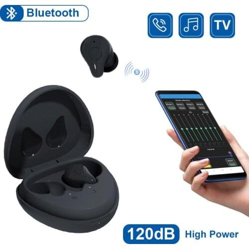 Rechargeable Bluetooth Hearing Aid Programmable Muti-function Sound Amplifier For Adults Elderly 120dB Profound Hearing Loss Aid