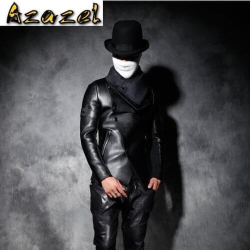 Hot Winter New Men personality Slim three-dimensional cut leather jacket Mens Korean Fashion short stitching motorcycle jacket