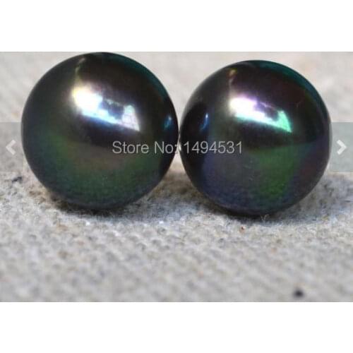 Christmas Gift Jewelry Stud Earrings , Huge 11mm Peacock Freshwater Pearl Stud Earrings Sterling Silvers Jewelry - Free Shipping