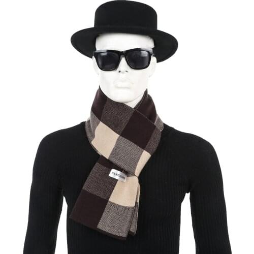 Difanni Hot winter luxury Brand Big Size plaid scarf Men Long Neck Warm Cashmere Scarves Bufanda Wool scarf Knitting