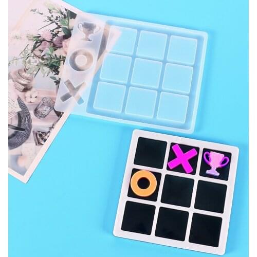 Noughts And Crosses Game Silicone Mold OX Game Resin Craft Molds 3D Chess Board Mold Diy Epoxy Resin Mirror Mould
