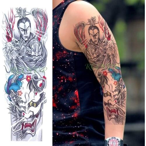 Waterproof Temporary Tattoo Sticker Japanese style prajna Erlang God flower full arm fake tatto flash sleeve tatoo for men women