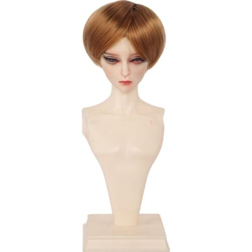 MUZIWIG DIY Doll Accessories 1/3 BJD/SD Doll Hair Wig Natural Color Soft Fiber Wire Short Straight Hair For DIY BJD Doll