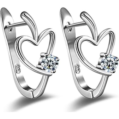 New Sterling Silver 925 Earrings Heart-Shaped Zircon Earrings Earrings Woman Wedding Jewelry Gift Wholesale