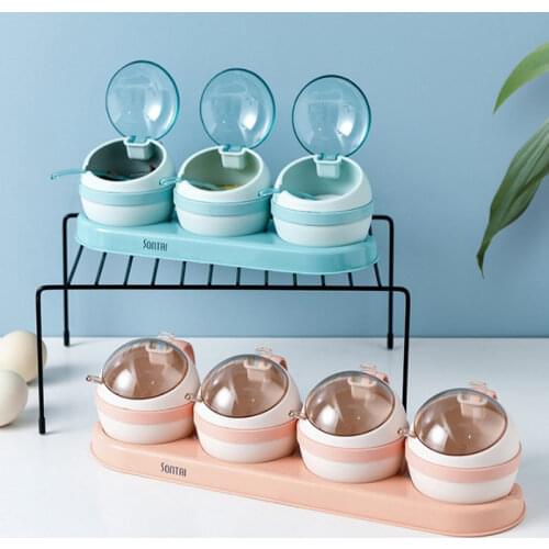 1/3/4pcs Set Nordic Seasoning Box Kitchen Salt Sugar Storage Boxes Holder Plastic Spice Jar Condiment Cruet Home Kitchen Tool U3