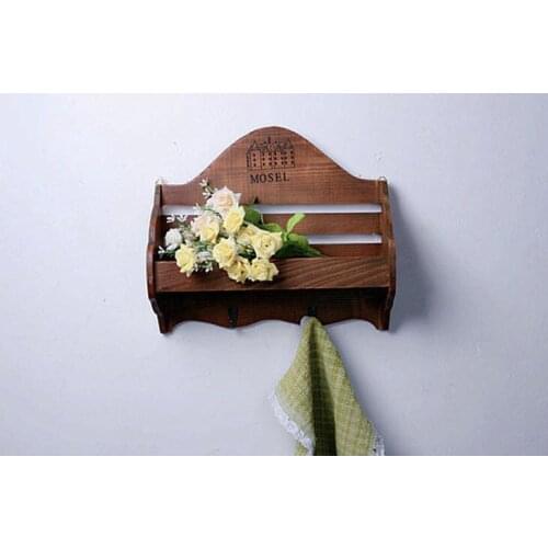 1PC New Wall Shelf Key Wall Hanger for Bathroom Wall Decor Shelves Wooden Storage Rack Shelves with Hooks Clothes Hanger JL 048