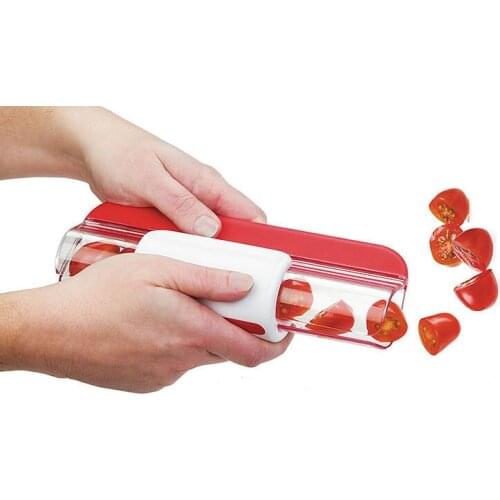 1PC Plastic Manual Tomato Grape Cutter Slicer Cherry Chopper Fruits Vegetables Knife Salad Maker Kitchen Tools Helper OK 0492