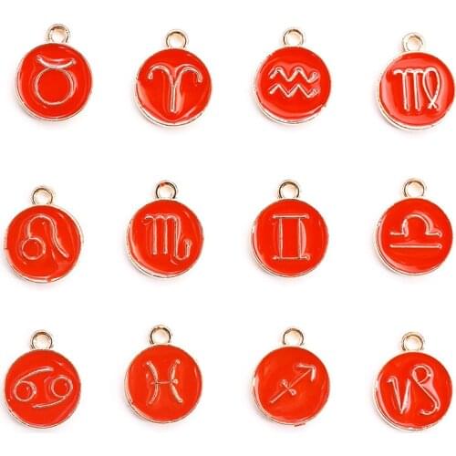 12 Pieces/Set 12 Constellations Zodiac Charms Enamel Charms Handmade Pendant For DIY Necklaces Bracelets Jewelry Accessories
