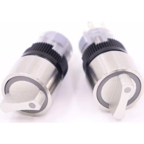 16mm metal rotary push button Stainless steel 2 position selector Switch Press Button 1NO 1NC Rotate button rotation