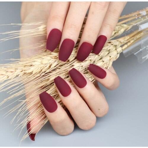 24pcs The latest fashion Long Square head Candy colors false nails Matte Vampire color AP83
