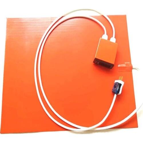 400*500*1.5mm heat bed for 3d printer 220v 1400w digital thermostat on wire 1000mm lead wire come out from middel of short