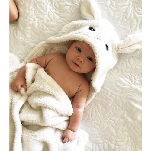 ARLONEET Newborn cartton Flannel Plush bath towel Tassel Baby Sleeping Blanket Receiving Plush Swaddle Wrap bathrobe CA16