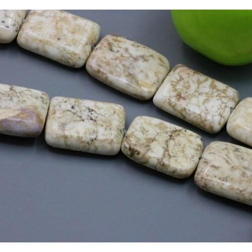 White Turkey Stone rectangle 15x21mm loose beads 15" 2 piece/lot DIY fit women jewelry making design