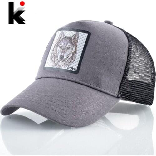 Fashion Baseball Cap With Wolf Patch Outdoor Breathable Mesh Visor Caps Men Snapback Hip Hop Baseball Hat For Women Visor Hats