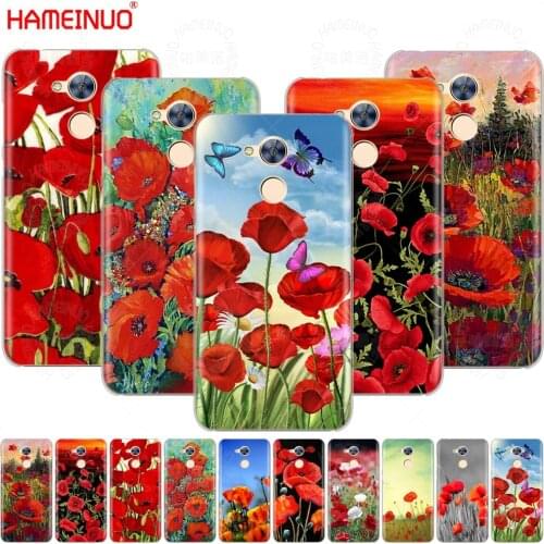 HAMEINUO Red Poppies flowers Cover phone Case for Huawei Honor 10 V10 4A 5A 6A 7A 6C 6X 7X 8 9 LITE