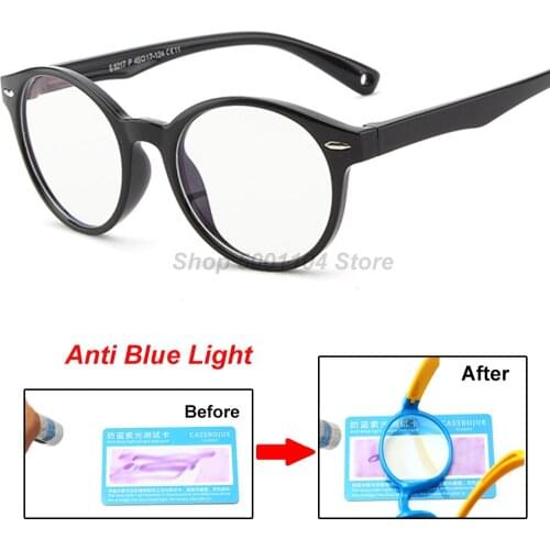 B217 Round Glasses Kids Anti Glare Filter Children Eyeglasses Girl Boy Optical Frame Clear lenses UV400 Anti Blue Light Blocking