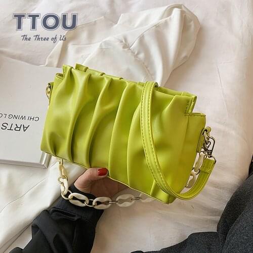 Folds Design PU Leather Crossbody Bags For Women 2021 Fashion Trendy Female Brand Shoulder Bags Ladies Chain Handbags And Purse