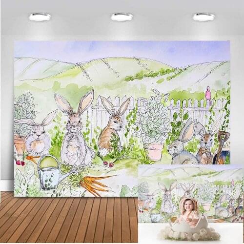 Rabbit newborn baby green grass portrait photo shoot backdrop for photography rural rabbits background for photo oil painting