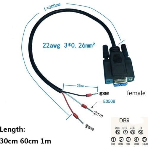 1PCS DB9 to 3pin （2 3 5 ）Cable 3pin RS232 Converter 30cm 60cm 1m