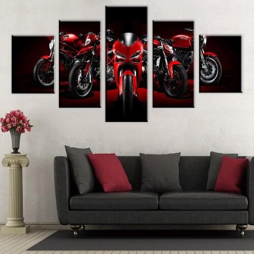 Canvas painting 5 pieces / set motorcycle cross country photo poster modular frame HD print living room home decoration picture