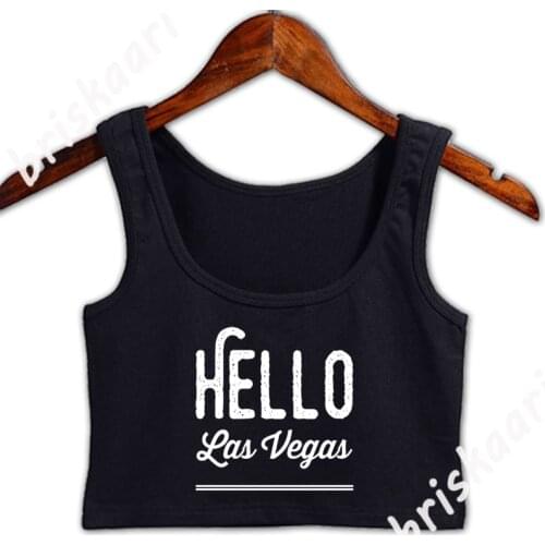 Hello Las Vegas Crop Top New Style Spring Autumn Letter Size S-3xl Girls Top Designing Natural Vest