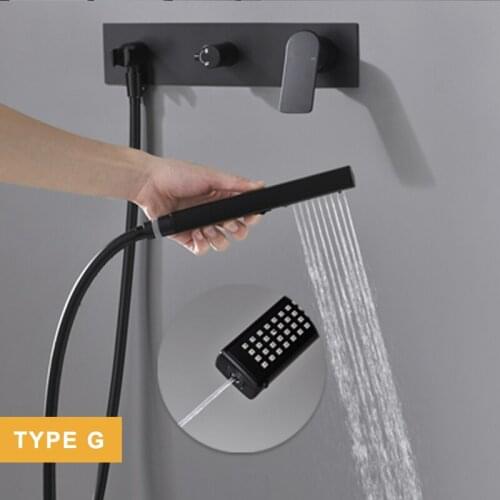 NEW Shower Hand Held Shower Head Bathroom Accessories ABS Spray Matte Black Round and Square Handheld Rain Shower Head