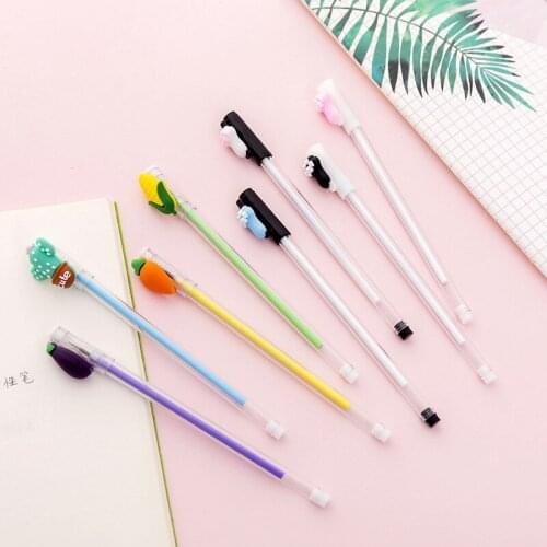 Small Fresh Cute Cartoon Vegetable Cat Claw Cartoon Gel Pen Student Office Black Pens Signature Pen Stationery For Students