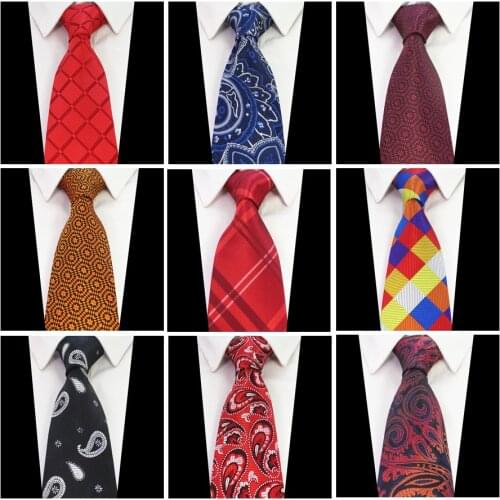 Ricnais 8cm Silk Formal Necktie For Mens Red Plaid Paisley Jacquared Ties Suit Business Wedding Graveat Accessories Gifts Ties