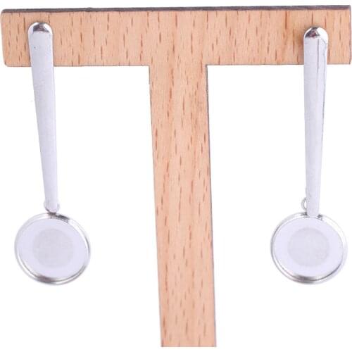 Onwear 10pcs Stainless Steel Bar Shape Post Earring Findings Studs Fit 12mm Cabochon Earrings Base Blanks Diy Bezel Settings