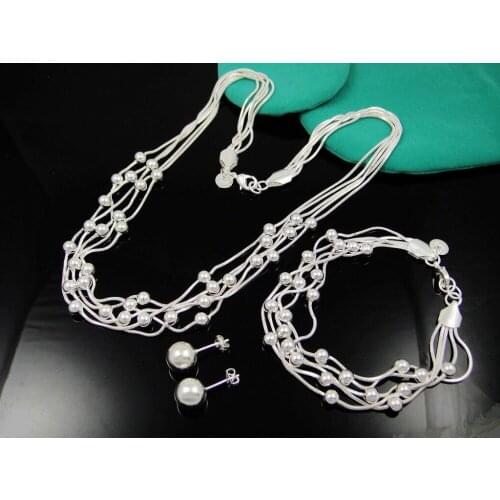 Wholesale Fashion Jewelry Set, N925 Sterling Silver color Necklace and Bracelet . Nice Jewelry. Good Quality S0023
