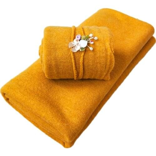 2 Pcs Set Newborn Baby Photography Props Elastic Baby Wraps Blanket+Hat Photo Shooting Accessories