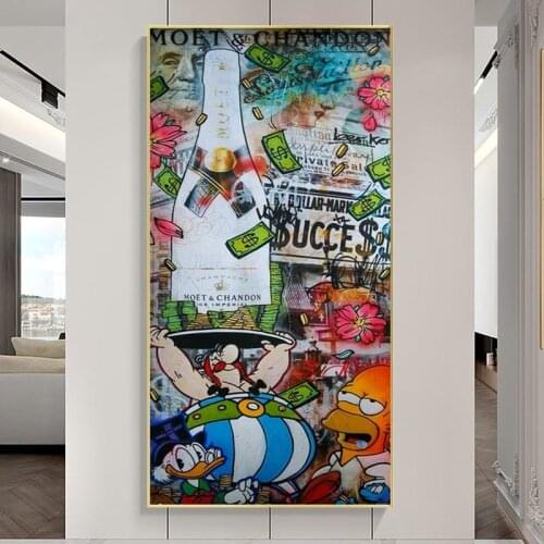 Disney Graffiti Posters Donald Duck Canvas Print Poster Street Art Simpson Wall Street Money Art Canvas Painting Poster