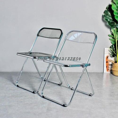 Simple Folding Transparent Chair Nordic Net Red Ins Photo Chair Portable Makeup Stool Household Acrylic Backrest Dining Chair