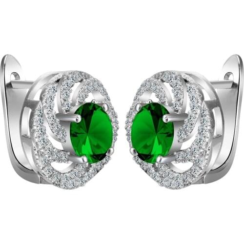 Silver Color hoop earring for women hot sale fashion Luxury paved AAA zircon green white party hoop earring gift