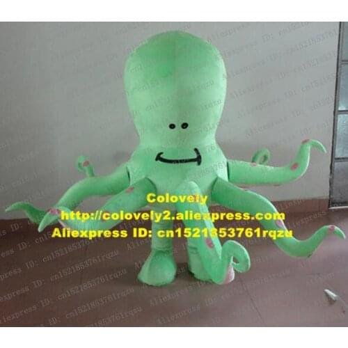 Sly Green Octopus Devilfish Octopi Cuttlefish Inkfish Sepia Squid Mascot Costume Cartoon Character Mascotte Rose-red Spot ZZ232