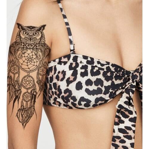 Owl Dream Catcher Waterproof Temporary Tattoo Sticker Black Feather Totem Fake Tattoos Flash Tatoos Arm Body Art for Women Men