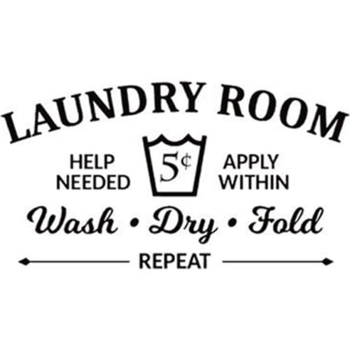 Laundry Room Rules Wash Dry Fold Vinyl Wall Sticker Decor Decal Bathroom