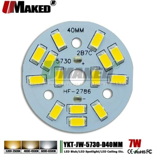 UMAKED 7W 40mm LED PCB Light Installed SMD 5730 LEDs Aluminum Lamp plate Warm/Natural/White Color for Bulb Ceilig lights DIY