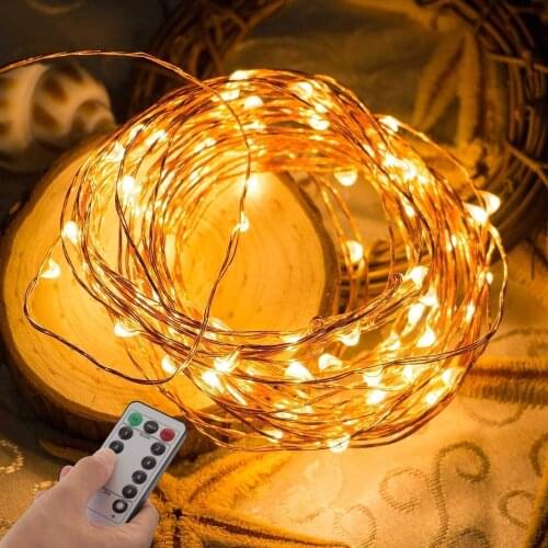 USB Fairy Lights 5m 10m Warm White String Light with Remote Controller for Wedding Christmas Party Decoration