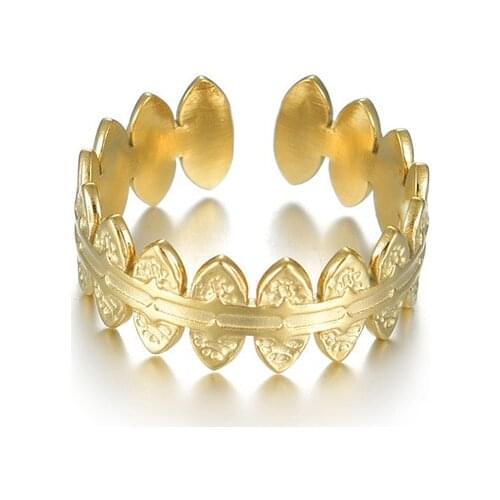 Vintage Stainless Steel Womens Ring Bohemian Geometric Textured Gold Ring Adjustable Jewelry кольца для женщин Party Gift