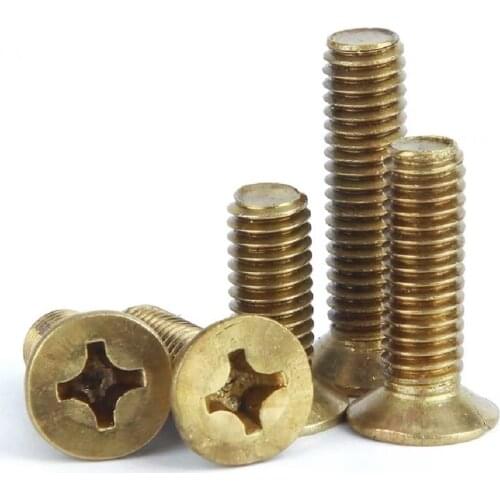 100Pcs DIN965 GB819 M2 M2.5 M3 M4 M5 Brass Cross Countersunk Screws Flat Head Machine Screw HW065