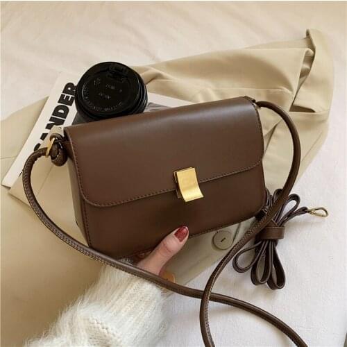 Soft PU Leather Women Crossbody Underarm Bag Retro Solid Color Ladies Baguette Handbags Fashion Design Girls Small Shoulder Bags