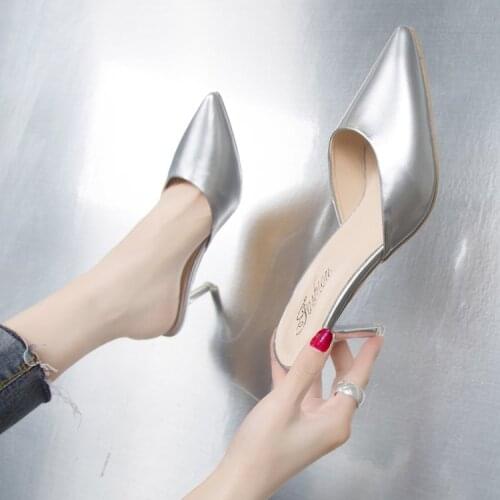 2021 Women Summer High-heeled New Candy-colored Fashion Pointed Thin Heel Heel Sandals Pumps