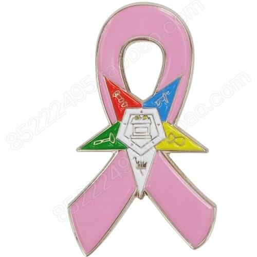 Breast Cancer Awareness Eastern Star OES Pink Ribbon Lapel Pins
