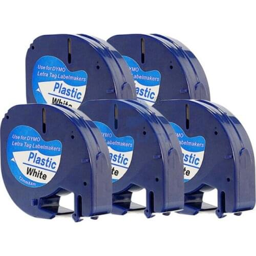 12mm black on white dymo 91201 label tape compatible for DYMO LetraTag Plastic Tape 91201 label printer ribbon label maker